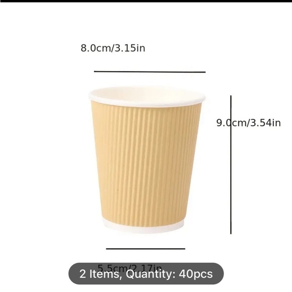 40pcs Disposable Paper Cups, 8oz Paper Cups, Coffee Cups, Hot Drink Paper Cups - Picture 2 of 5